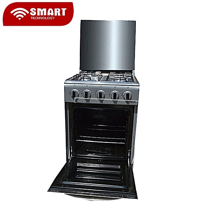 SMART TECHNOLOGY Cuisinière à Gaz - 4 Feux Avec Four - 50 X 50 Cm –  Blanc/Noir - STC-5050B